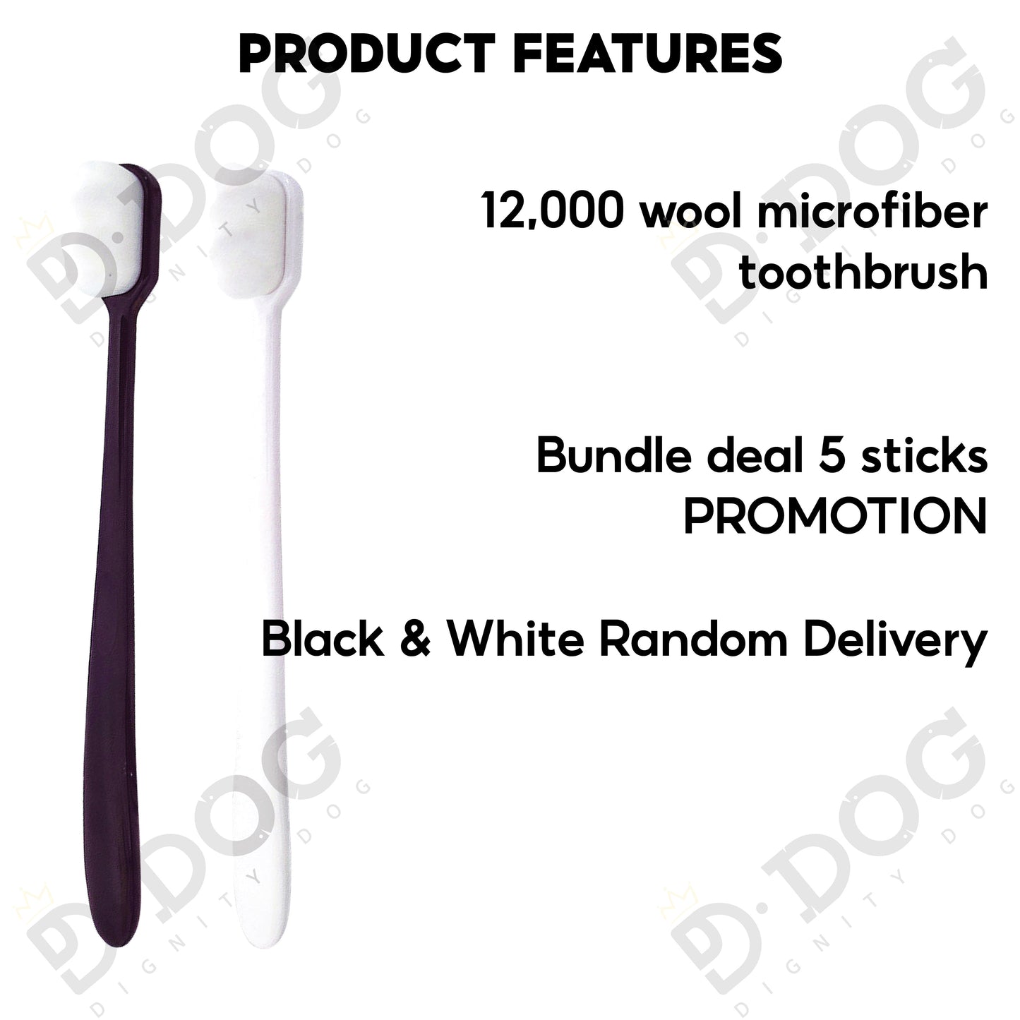 【 DIGNITY DOG 】 WAVE PET TOOTHBRUSH Black & White