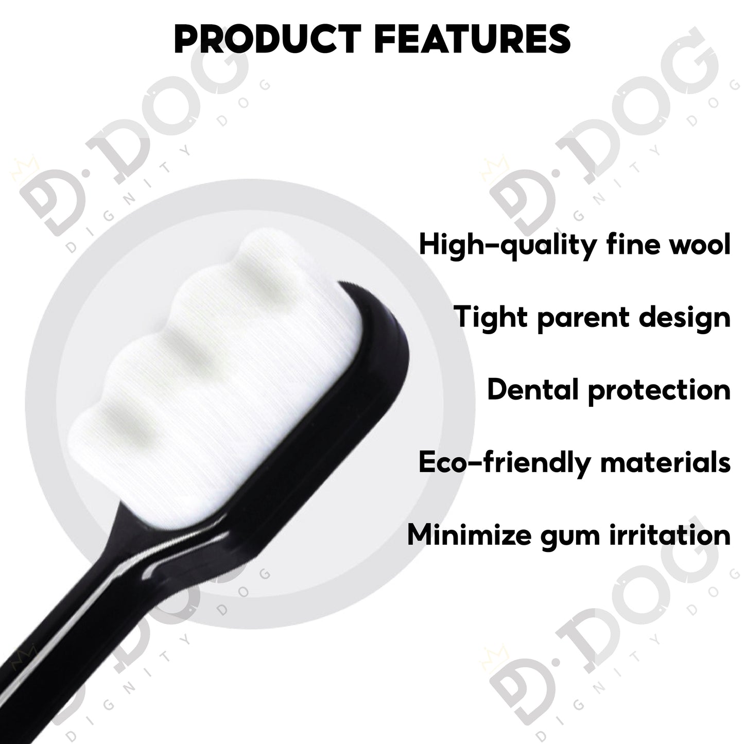 【 DIGNITY DOG 】 WAVE PET TOOTHBRUSH Black & White