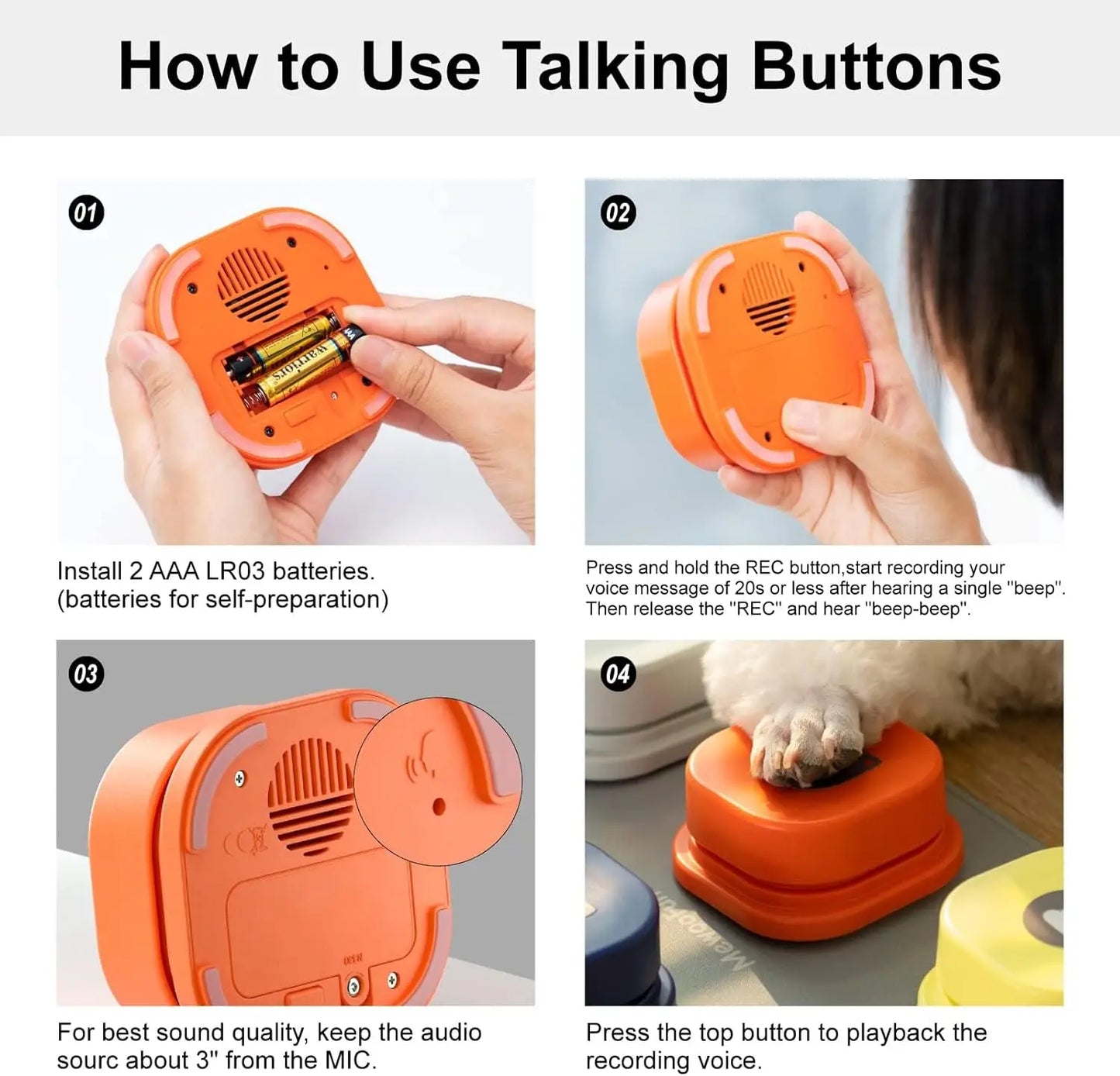 Dog Talking Button Set Pet Communication Training Toy (Includes Pad & Stickers)