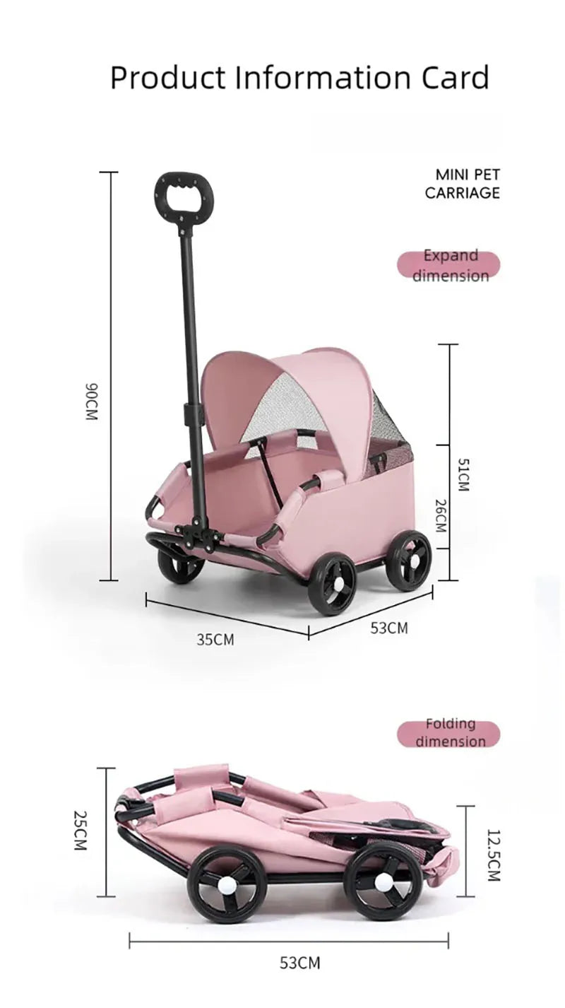 Small pet stroller for dogs, cats, teddy bears, baby strollers, outdoor activities, lightweight and foldable