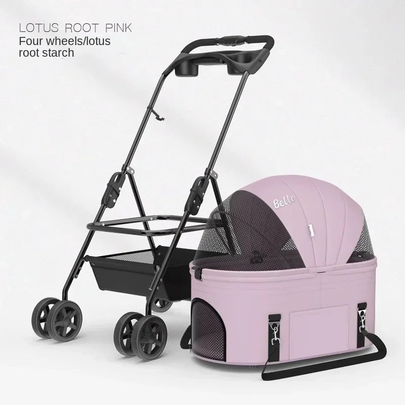 Foldable Pet Stroller for Outdoor Activities, Separable Dog Carrier Trolley for Corgi and Other Medium to Large Dogs