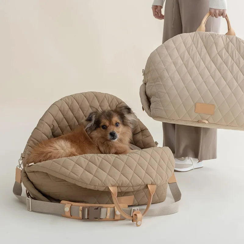 Luxury Dog Carrier Handbag Portable Pet Car Seat & Travel Bed