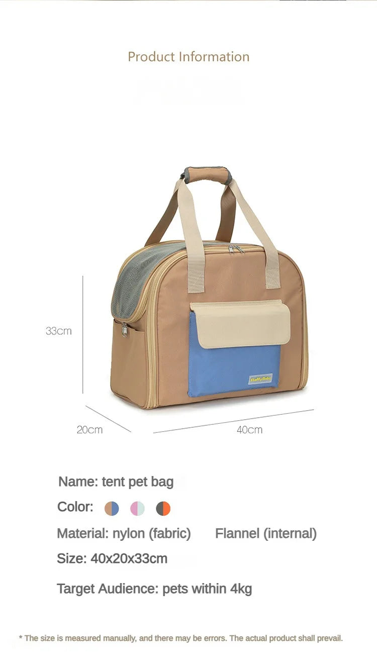 Multifunctional Pet Bag Cats and Dogs Comfortable Breathable Shoulder Bag Pet Carrier Dog Backpack Puppy Handbag Weight<4KG