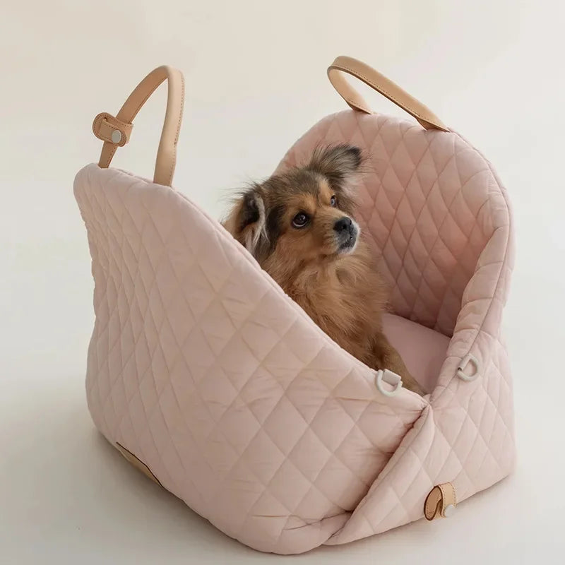Luxury Dog Carrier Handbag Portable Pet Car Seat & Travel Bed