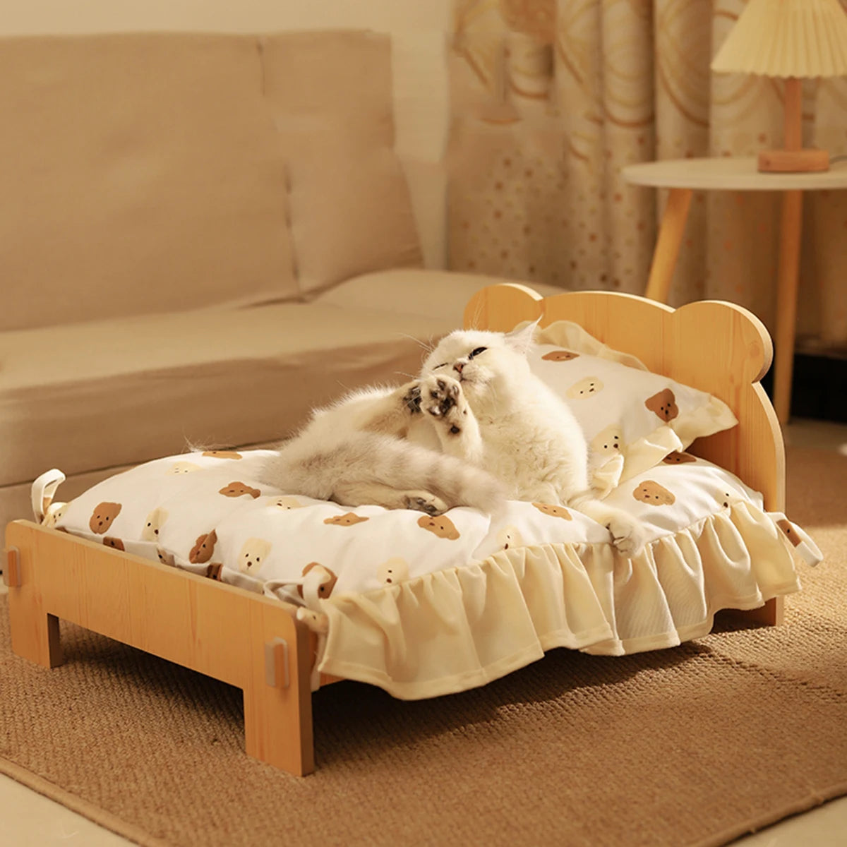 Cozy Wooden Cat Bunk Bed