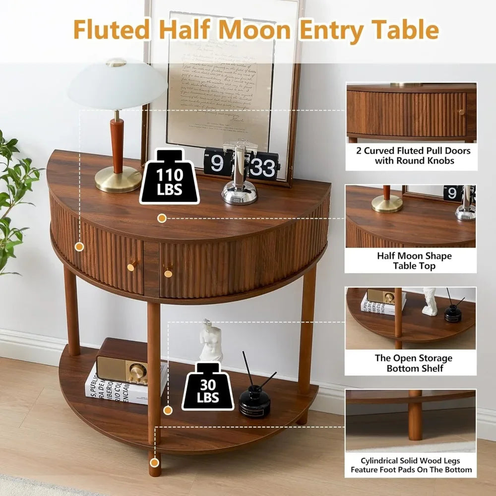 Chic Half Moon Console Table