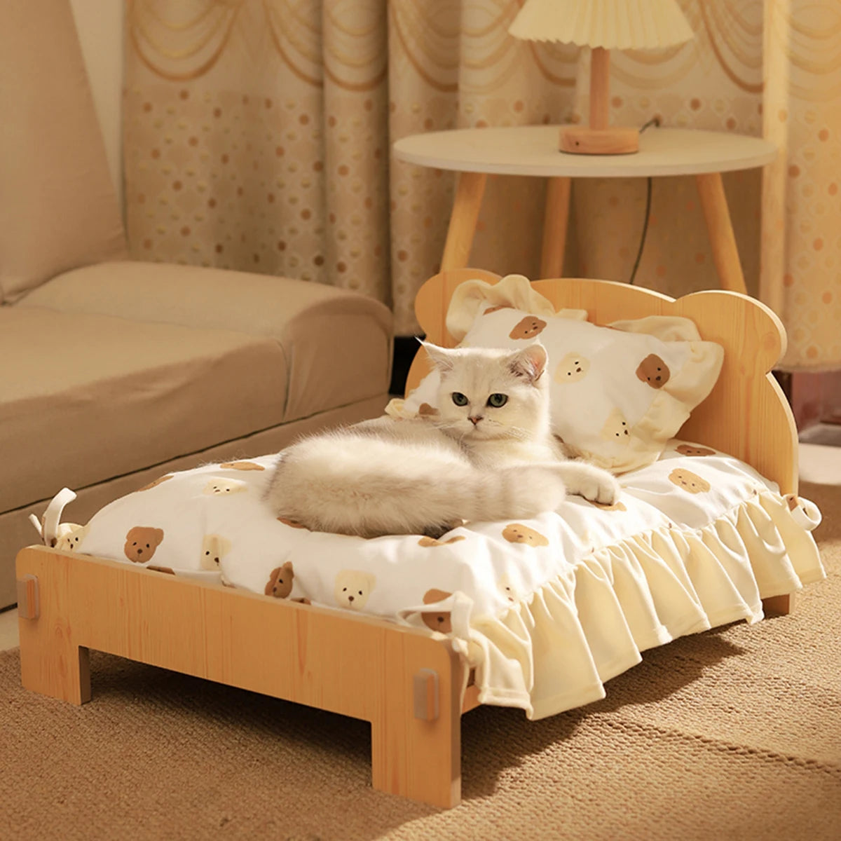 Cozy Wooden Cat Bunk Bed