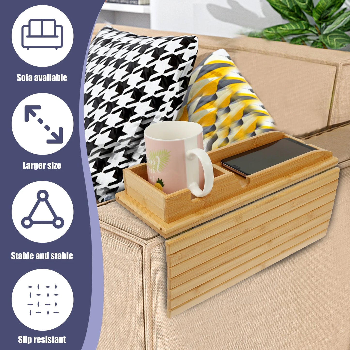 Bamboo Sofa Armrest Tray