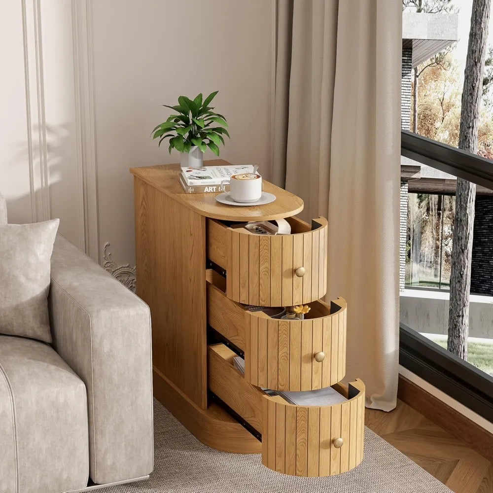 Chic Slim Side Table with Drawers