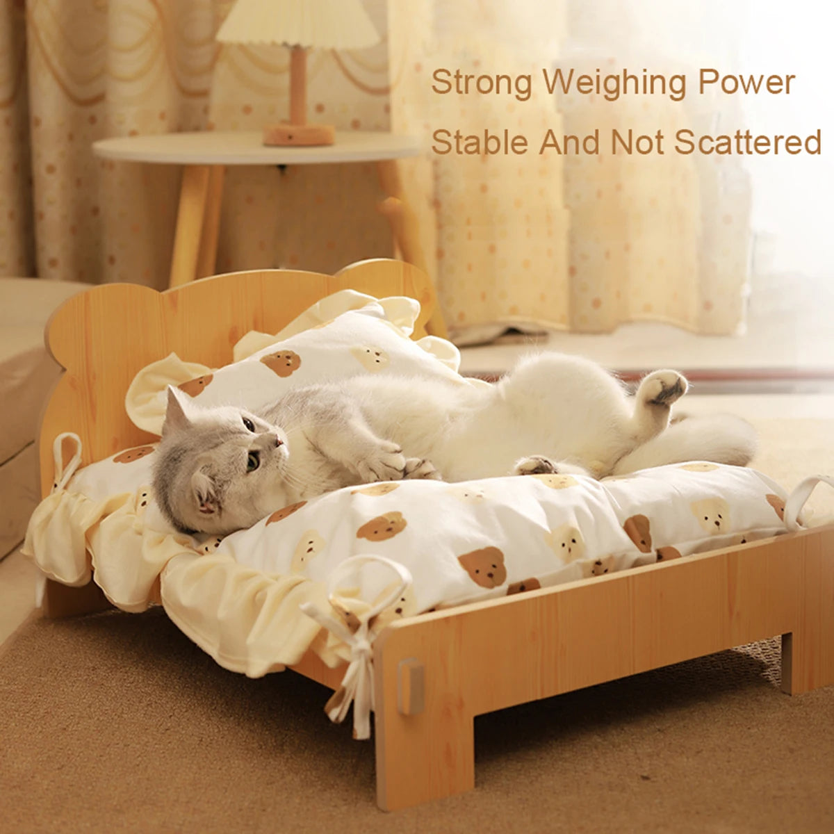 Cozy Wooden Cat Bunk Bed