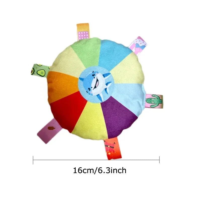 Rainbow Plush Dog Frisbee Fun