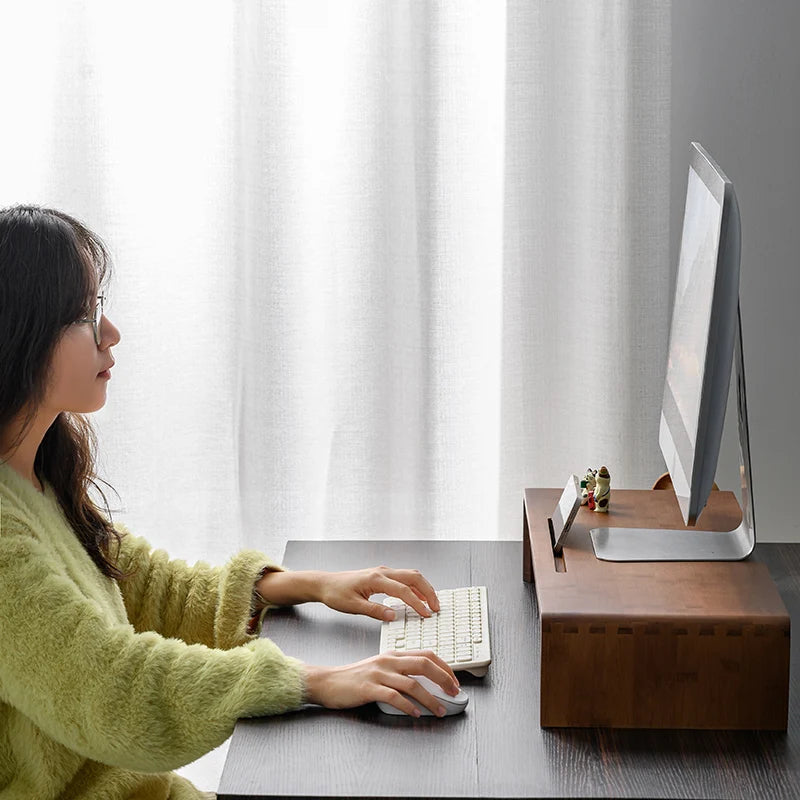 Bamboo Monitor Stand Organizer