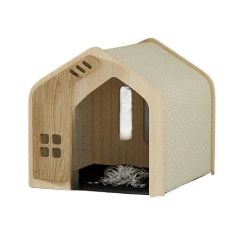 Cozy Wooden Cat Hideaway