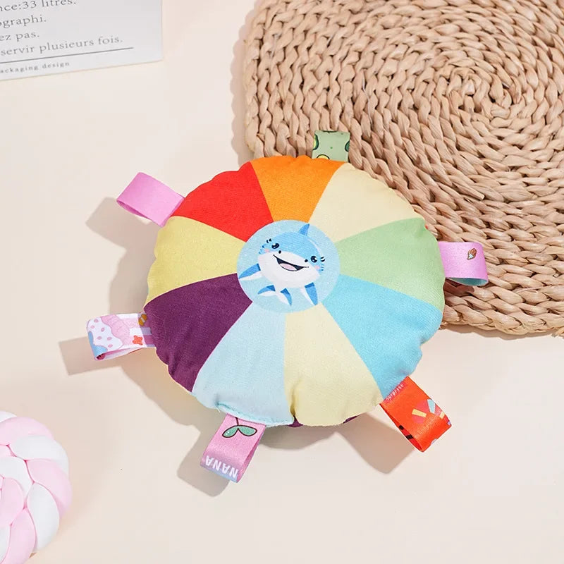 Rainbow Plush Dog Frisbee Fun