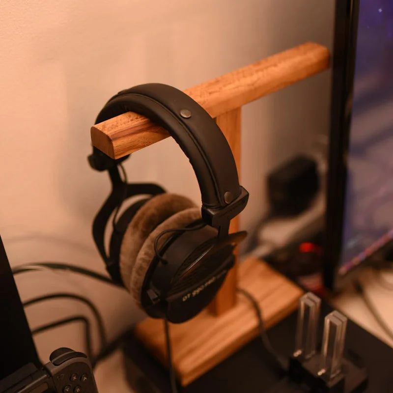 Wooden Headphone Stand Organizer