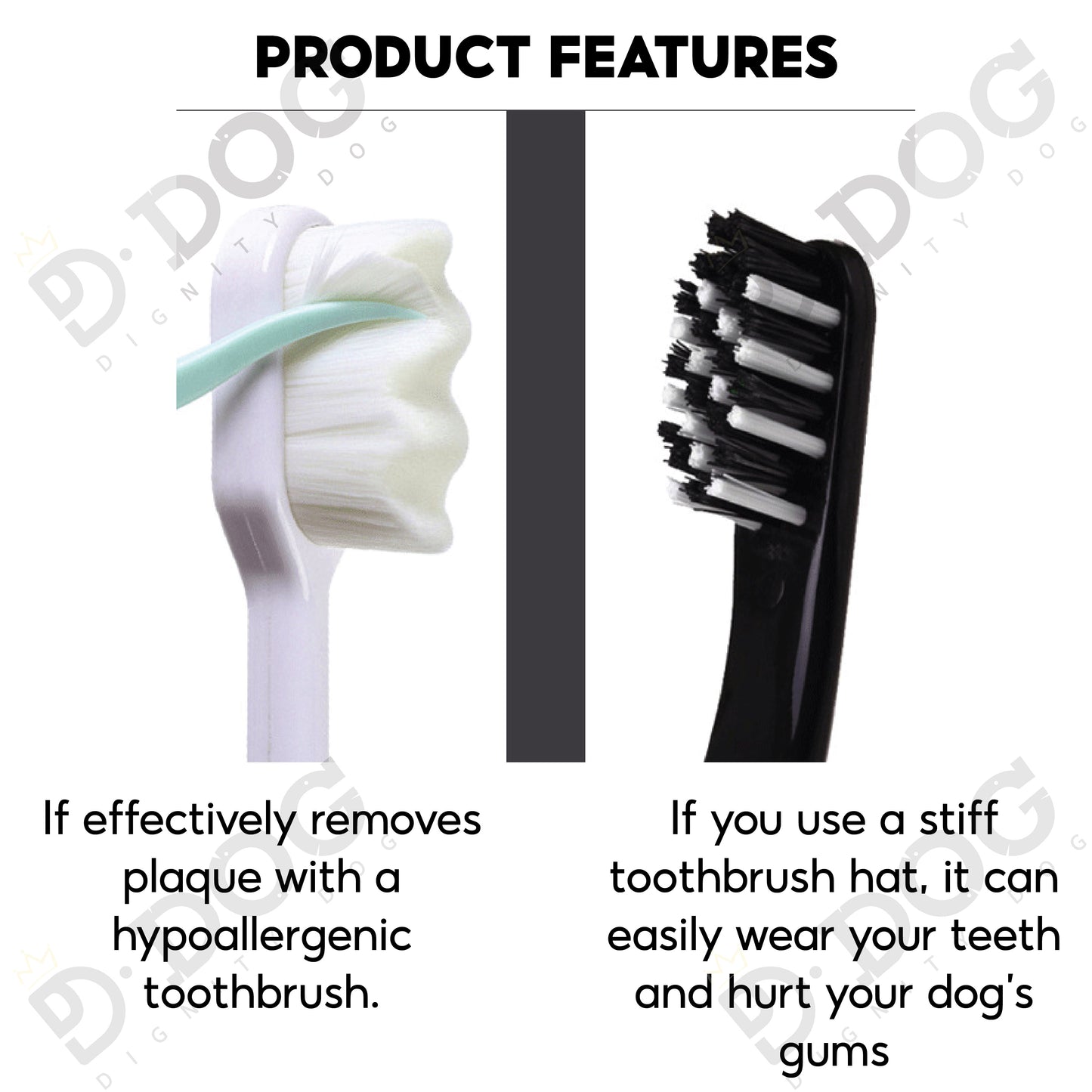 【 DIGNITY DOG 】 WAVE PET TOOTHBRUSH Black & White
