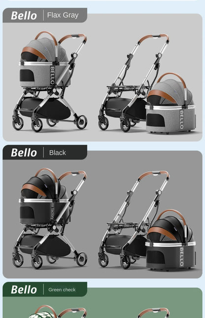 Foldable Pet Stroller for Outdoor Activities, Separable Dog Carrier Trolley for Corgi and Other Medium to Large Dogs