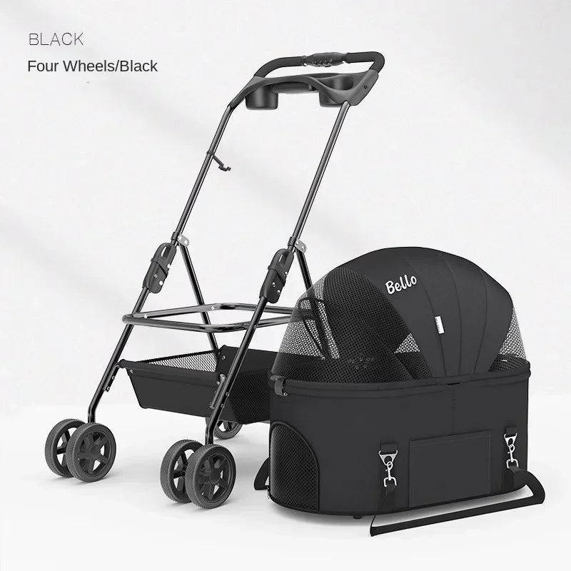 Foldable Pet Stroller for Outdoor Activities, Separable Dog Carrier Trolley for Corgi and Other Medium to Large Dogs