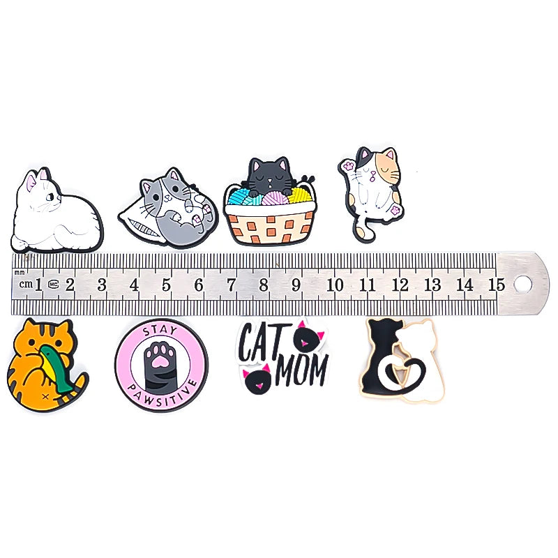 1pcs PVC Cute Cat Shoe Charms Pet Orange Cat Black Cat Shoe Decoration Pins Garden Sandal Accessories for Women Girl Boy