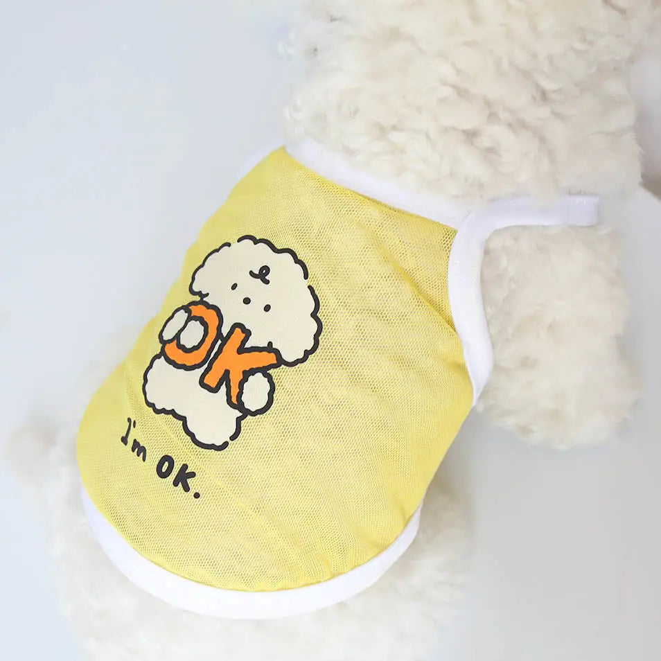 Original Cat and Dog Spring/Summer Clothes Thin Cute Dog Small Mesh Tank Top Teddy Bear Bobei Small Dog Short