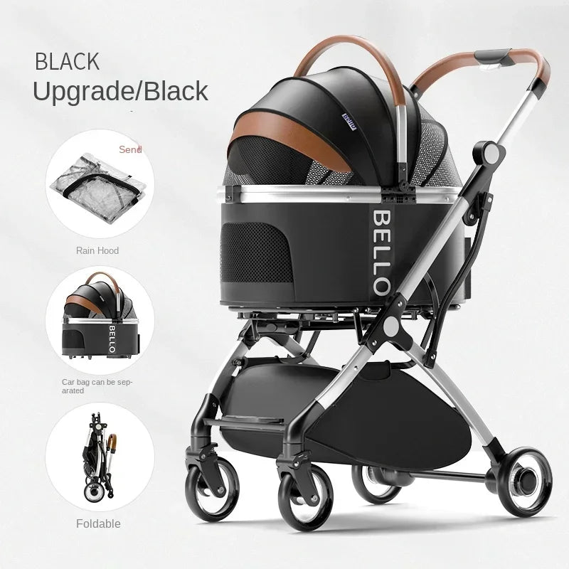 Foldable Pet Stroller for Outdoor Activities, Separable Dog Carrier Trolley for Corgi and Other Medium to Large Dogs