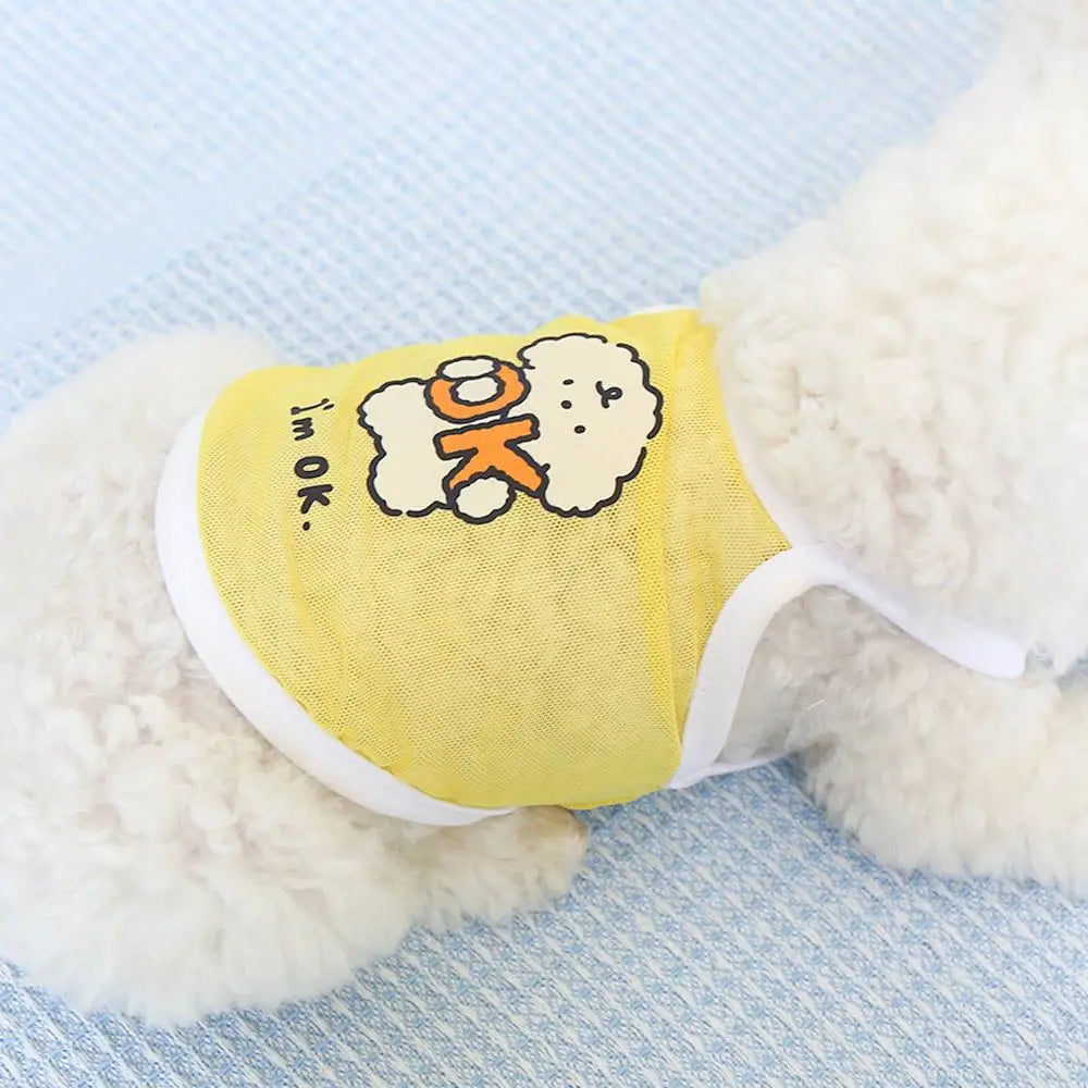 Original Cat and Dog Spring/Summer Clothes Thin Cute Dog Small Mesh Tank Top Teddy Bear Bobei Small Dog Short
