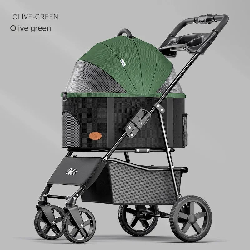 Foldable Pet Stroller for Outdoor Activities, Separable Dog Carrier Trolley for Corgi and Other Medium to Large Dogs
