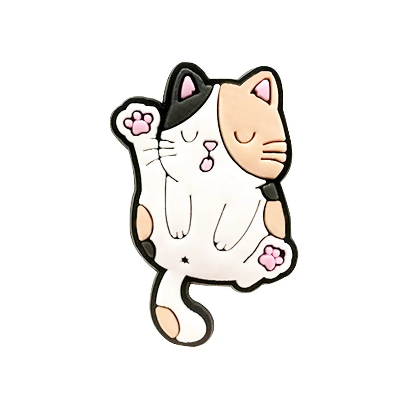 1pcs PVC Cute Cat Shoe Charms Pet Orange Cat Black Cat Shoe Decoration Pins Garden Sandal Accessories for Women Girl Boy