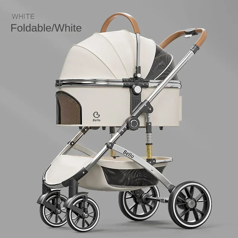 Foldable Pet Stroller for Outdoor Activities, Separable Dog Carrier Trolley for Corgi and Other Medium to Large Dogs