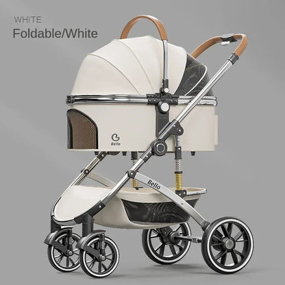 Foldable Pet Stroller for Outdoor Activities, Separable Dog Carrier Trolley for Corgi and Other Medium to Large Dogs