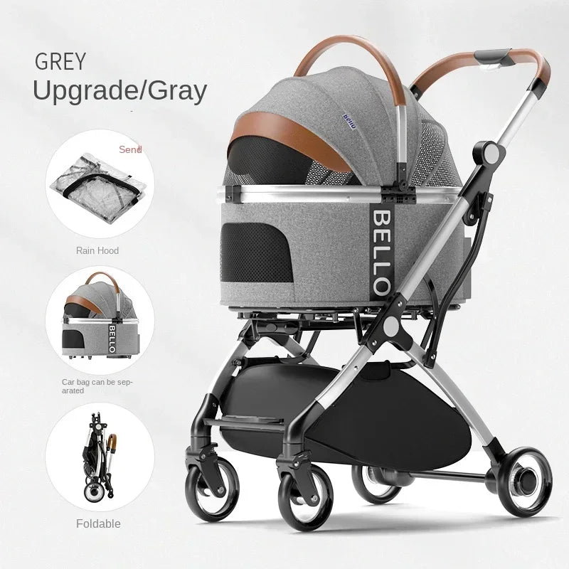 Foldable Pet Stroller for Outdoor Activities, Separable Dog Carrier Trolley for Corgi and Other Medium to Large Dogs