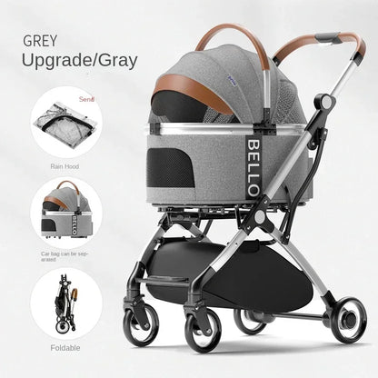 Foldable Pet Stroller for Outdoor Activities, Separable Dog Carrier Trolley for Corgi and Other Medium to Large Dogs