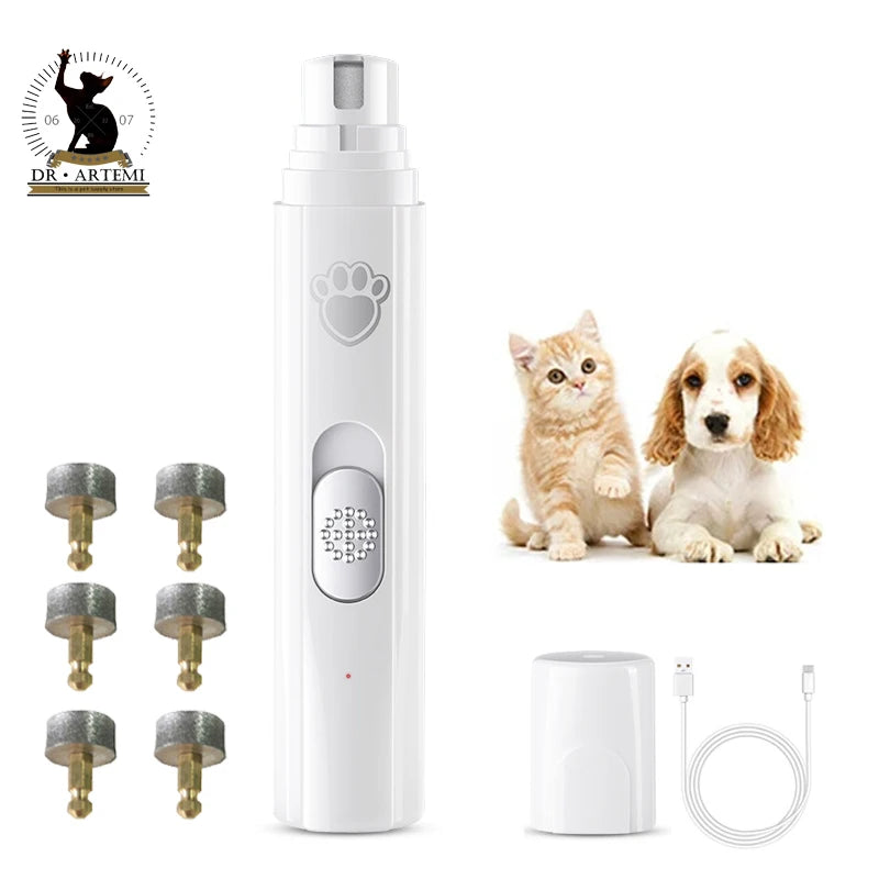 Electric Dog & Cat Nail Grinder - USB Rechargeable Silent Trimmer