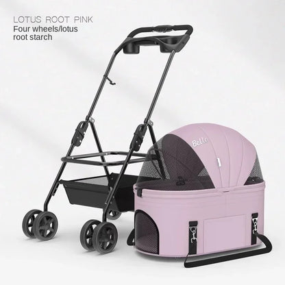 Foldable Pet Stroller for Outdoor Activities, Separable Dog Carrier Trolley for Corgi and Other Medium to Large Dogs