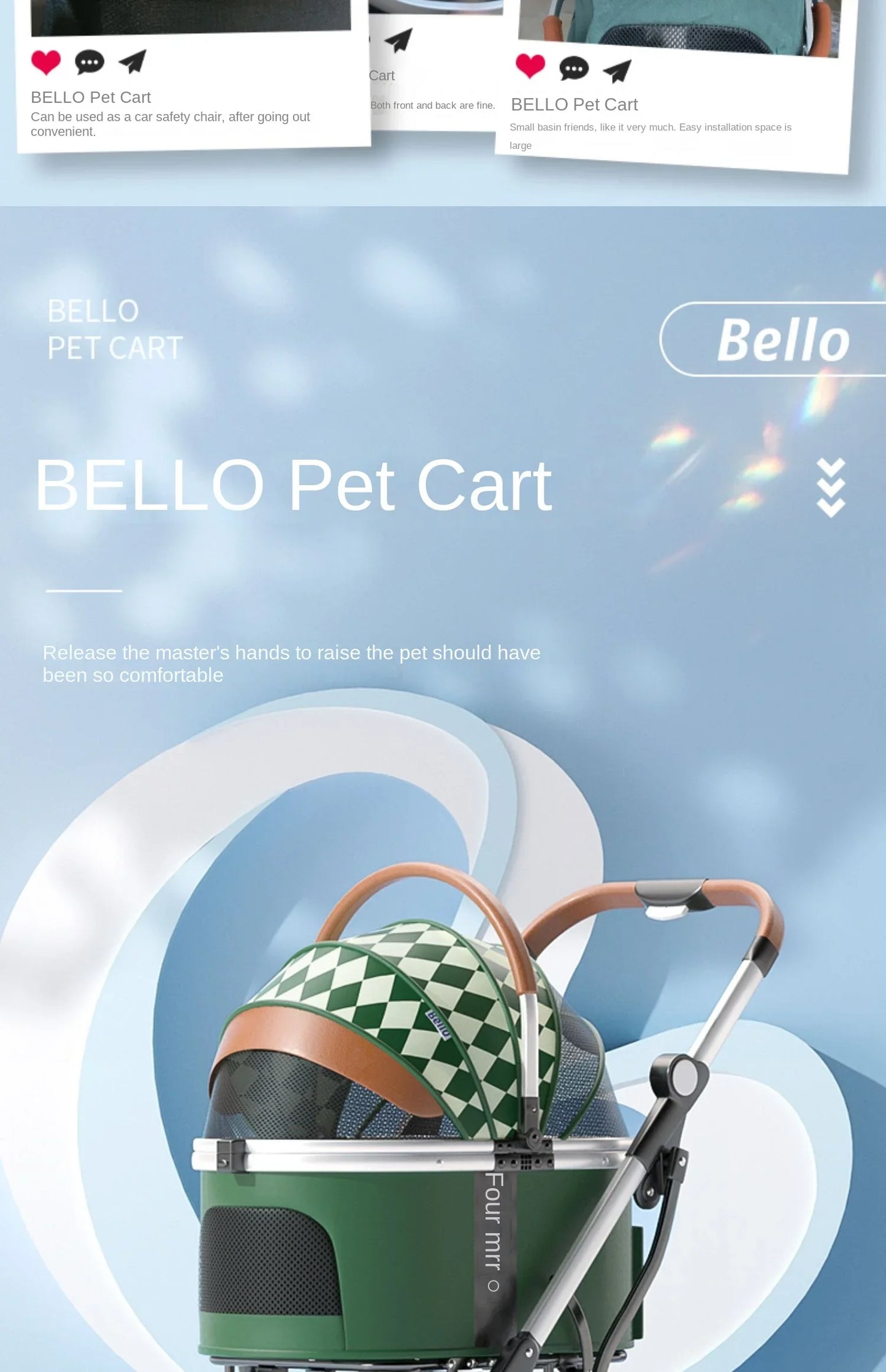 Foldable Pet Stroller for Outdoor Activities, Separable Dog Carrier Trolley for Corgi and Other Medium to Large Dogs