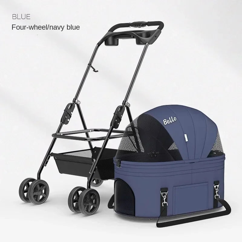 Foldable Pet Stroller for Outdoor Activities, Separable Dog Carrier Trolley for Corgi and Other Medium to Large Dogs