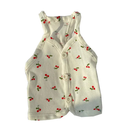 Spring and Summer Fresh Cherry Strap Cute Buckle Strap Teddy Bears Dog Small Puppy Two Legged Clothes Cat Tank Top Pet Clothes