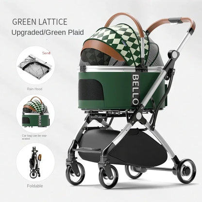 Foldable Pet Stroller for Outdoor Activities, Separable Dog Carrier Trolley for Corgi and Other Medium to Large Dogs