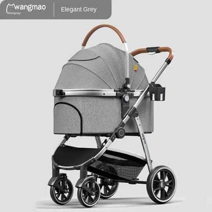 Foldable Pet Stroller for Outdoor Activities, Separable Dog Carrier Trolley for Corgi and Other Medium to Large Dogs