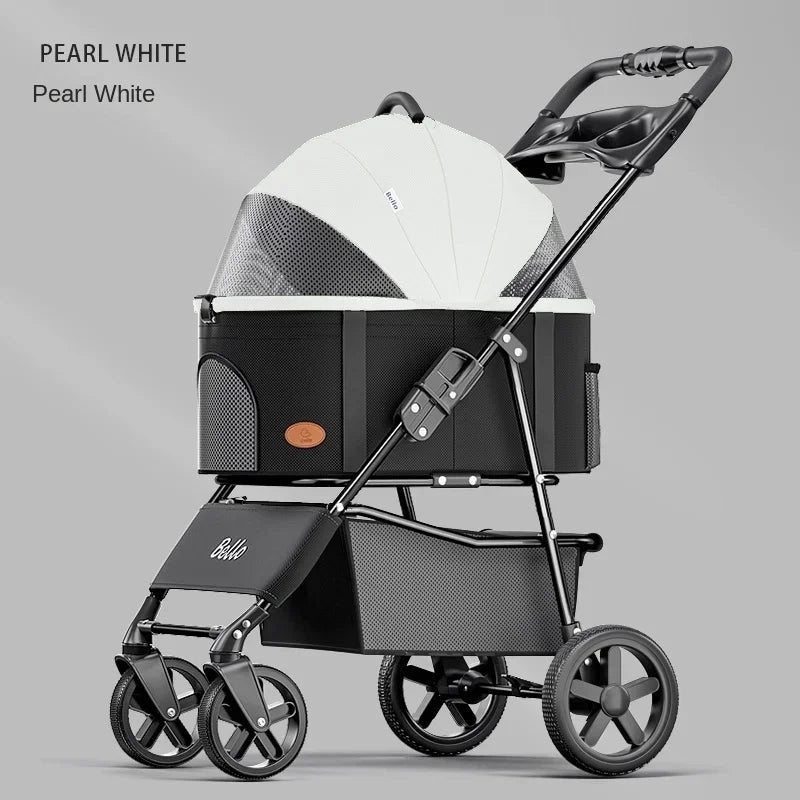 Foldable Pet Stroller for Outdoor Activities, Separable Dog Carrier Trolley for Corgi and Other Medium to Large Dogs