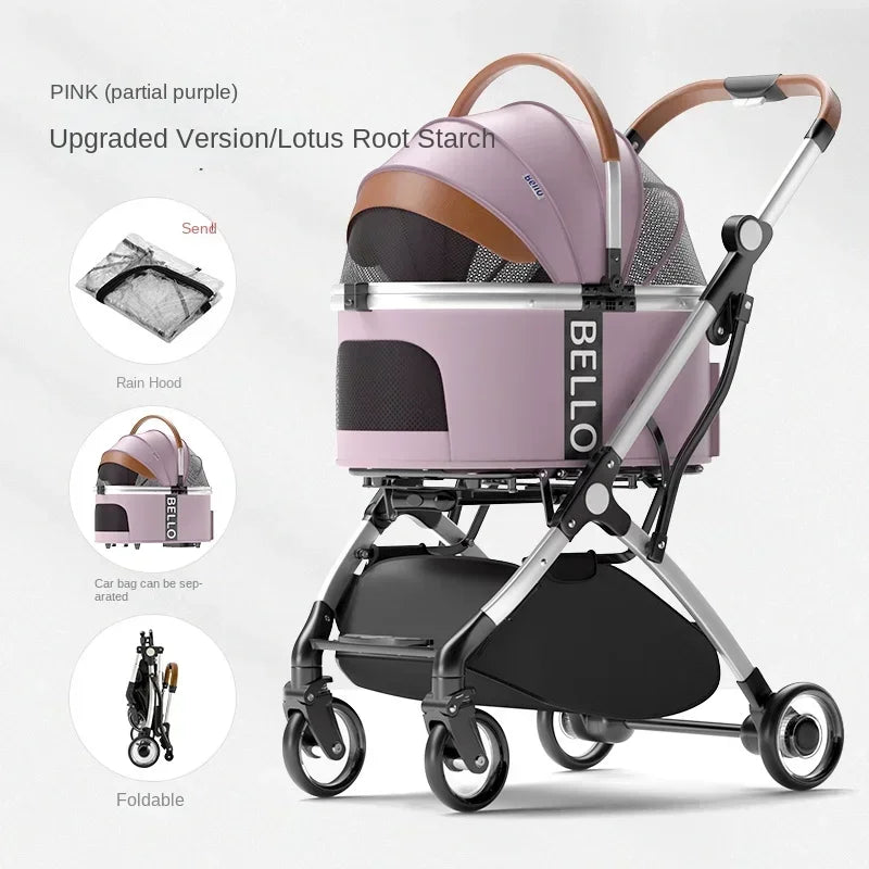Foldable Pet Stroller for Outdoor Activities, Separable Dog Carrier Trolley for Corgi and Other Medium to Large Dogs