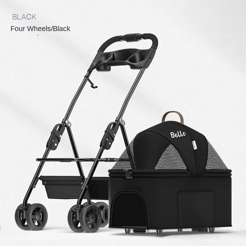 Foldable Pet Stroller for Outdoor Activities, Separable Dog Carrier Trolley for Corgi and Other Medium to Large Dogs