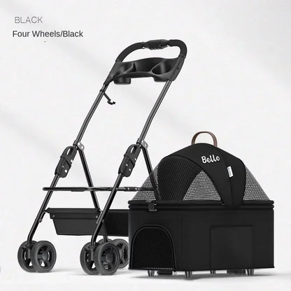 Foldable Pet Stroller for Outdoor Activities, Separable Dog Carrier Trolley for Corgi and Other Medium to Large Dogs