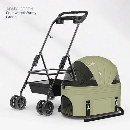 Foldable Pet Stroller for Outdoor Activities, Separable Dog Carrier Trolley for Corgi and Other Medium to Large Dogs