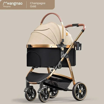 Foldable Pet Stroller for Outdoor Activities, Separable Dog Carrier Trolley for Corgi and Other Medium to Large Dogs