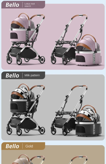 Foldable Pet Stroller for Outdoor Activities, Separable Dog Carrier Trolley for Corgi and Other Medium to Large Dogs