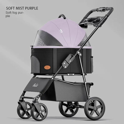 Foldable Pet Stroller for Outdoor Activities, Separable Dog Carrier Trolley for Corgi and Other Medium to Large Dogs
