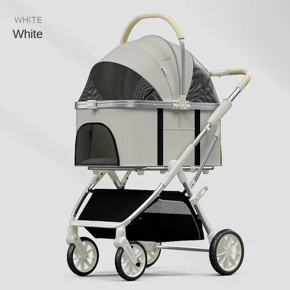 Foldable Pet Stroller for Outdoor Activities, Separable Dog Carrier Trolley for Corgi and Other Medium to Large Dogs