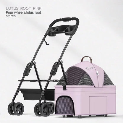 Foldable Pet Stroller for Outdoor Activities, Separable Dog Carrier Trolley for Corgi and Other Medium to Large Dogs