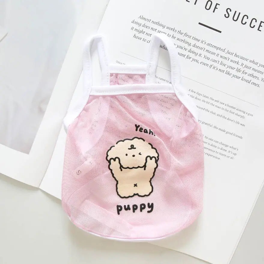 Original Cat and Dog Spring/Summer Clothes Thin Cute Dog Small Mesh Tank Top Teddy Bear Bobei Small Dog Short